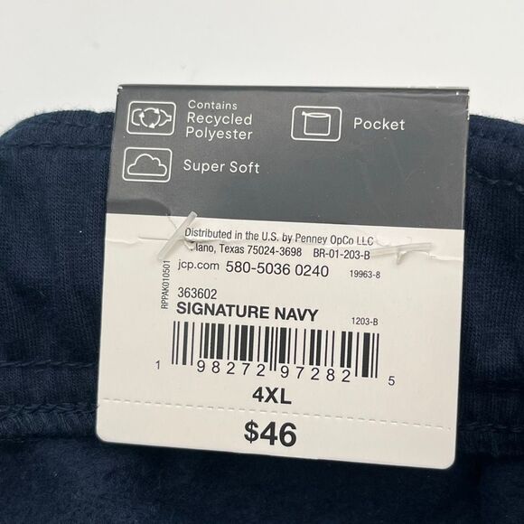 NWT XERSION Men’s Fleece Sweatpants 4XL Navy Blue Open Bottom Super Soft Pockets - Picture 5 of 14